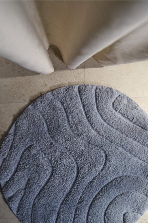Jotex - Rund Badematte ø 80 Cm Bomull/Bomull Gråblå STRANDÄNGEN - Kjøp Baderomsmatter hos Jotex
