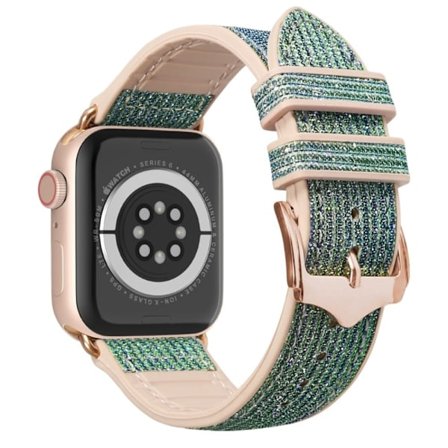 Apple Watch (45 mm) klockarmband i glittrigt läder - Grå