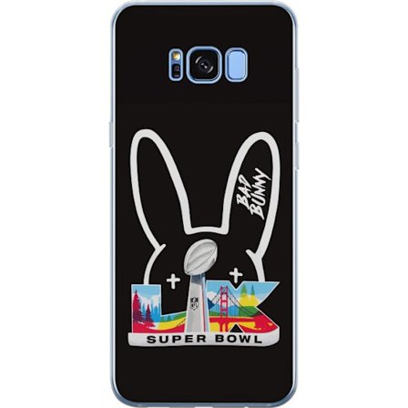 Kompatibel Mobilcover til Samsung Galaxy S8 Bad Bunny portræt med åben skjorte, tatoveringer og krøllet hår i stilfuld modefotografering