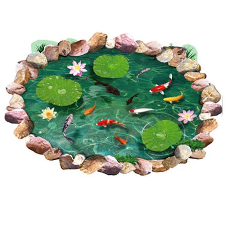 3D gulv klistermærke fisk stue køkken badeværelse tapet