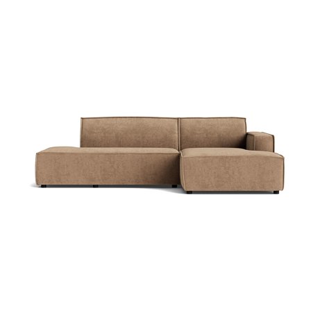 Lyon chaiselong sofa, højrevendt, Capri Mørk beige - 278x160x78cm - Open End Chaiselong Sofa med Nozag fjedre, Bøgetræ & PU Skum