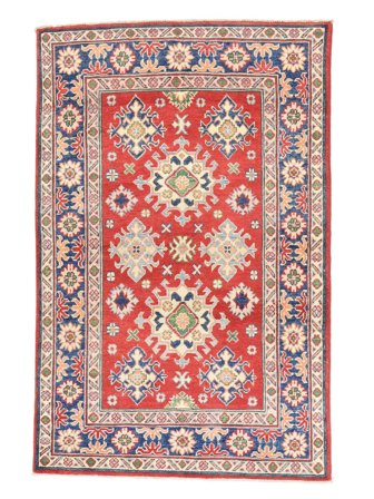 Kazak Fine Teppich 99X149 Rot/Dunkellila Wolle, Afghanistan