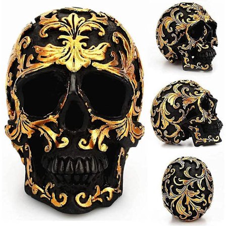 Sort Guld Menneske Kranie/Kranieformet Plante