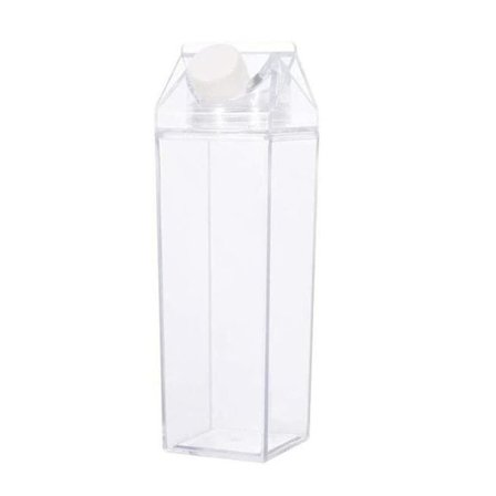 Vandglas 500 ml Vandflaske Shaker Firkantet Design BPA Fri Genanvendelig Transparent Grå (FMY)
