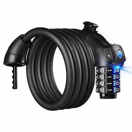 4-cifret Kombination Cykel Lås Kæde Lås Cykel Kabel Lås Cykel Kombination Lås Sort 150X1.2cm