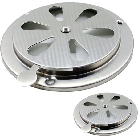 2 stk Runde Ventilasjonsgitter, 125 mm Runde Ventilasjonsgitter i Rustfritt Stål, Eksosgitter med Justerbare Luker