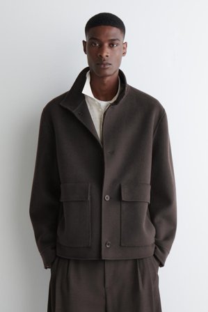 COS Men's Chaqueta De Lana De Doble Faz Con Cuello Alto in Marrón