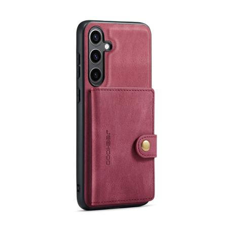 Läderplånbok med magnetiskt hållare för Galaxy S24 Plus Red