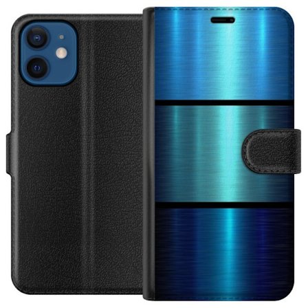 Yhteensopiva Lompakkokotelo Apple Apple iPhone 12 Sininen Metalliset Rajat