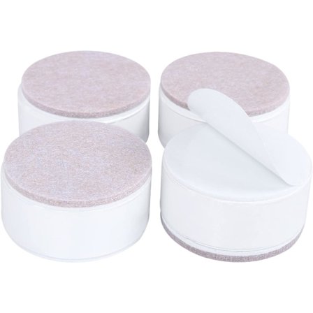 4 stk. 3 cm høje møbelforhøjere i kulstofstål, selvklæbende møbelforhøjere, 6 cm bredde til sofa, stol, bord, skab, hvid