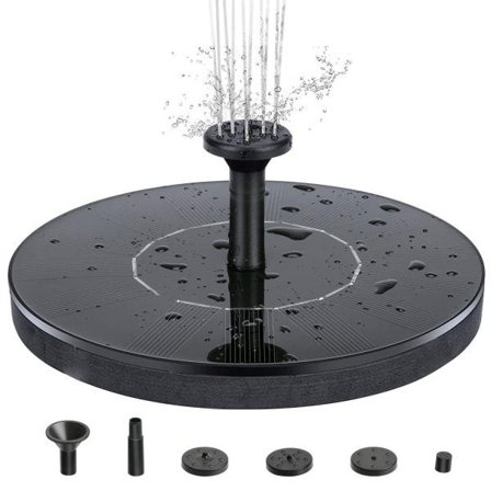 Soldrevet vannfontene 16 cm Svart