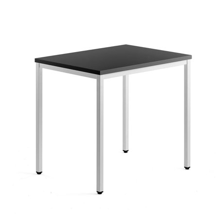 Side desk QBUS, 800x600 mm, 4-leg frame, white frame, black