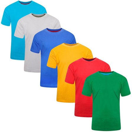 Keanu Enfärgad T-shirt för Pojkar (6-pack) 5-6 År Blå/Grå/Mörk B
