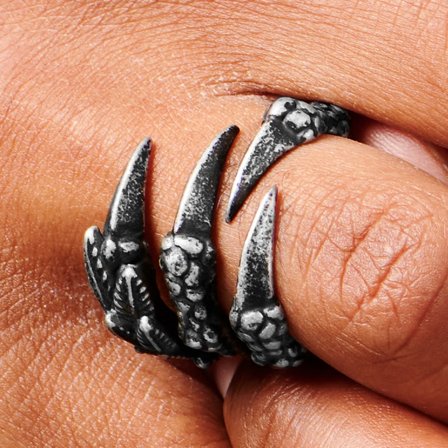 Bague "La Griffe de Dragon" noire & acier pour hommes - Bagues en acier