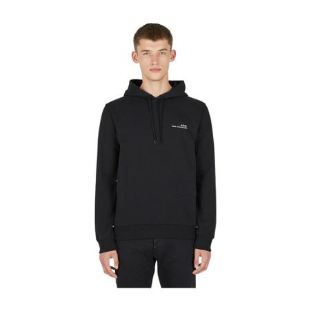 A.p.c., Item Logo Print Hooded Sweatshirt Zwart, Heren, Maat:S,Katoen