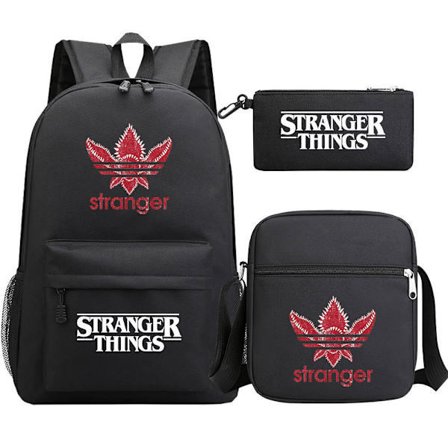 Stranger Things Ryggsekk 3-Delt Sett Student Skolesekk Canvas Bag 6