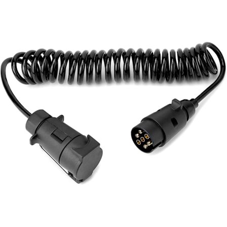 7-polig förlängningskabel för släpvagnsbelysning med spiralformad kabel och hane till hona dragadapteruttag för bil