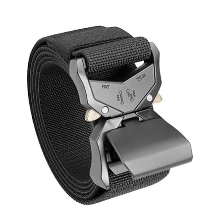 Grå - Taktisk belte, Militær arbeids- og turbelte i nylon 1,5" med hurtigutløser