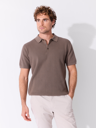 MATCH - Rino strikket polo - Mario Conti - Str. XXL - Herre - Gensere & Cardigans - Brun - 100% bomull