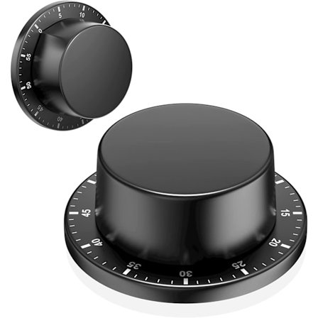 Svart - Mekanisk kjøkkentimer, magnetisk timer som kan festes, gjenbrukbar og vanntett rustfritt stål