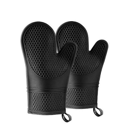 Silikone Grydelapper - Kulsorte Grydelapper Varmebestandige Bløde Silikone Grydelapper - Grydelap