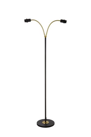 Aneta Lighting LJUSDAL golvlampe 2-arm svart/matt messing, 2xE27