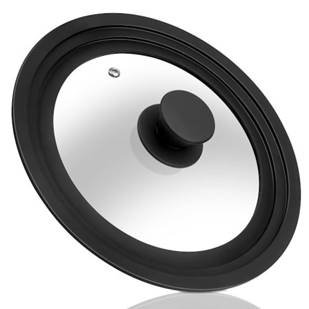 Universal låg til gryder, pander og stegepander - Hærdet glaslåg med varmebestandig silikonekant passer til 26cm, 28cm & 30cm diameter køkkengrej