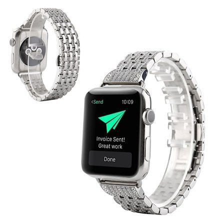 Apple Watch Series 5 44mm exquisite rhombus klockarmband - silver