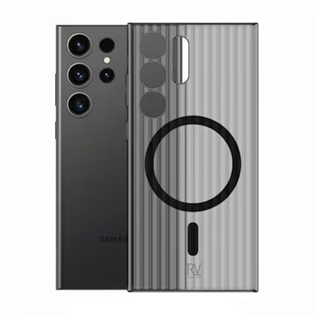 Samsung Galaxy S24 Ultra Mobilskal Korrugerad med Magnet Rvelon - Grå