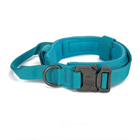 Taktisk halsbånd for mellomstore hunder tunge hundekrage med håndtak og metall