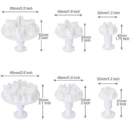 6 stk Fondant Snøflak Kakeformer med Utslippstempel Kakedekorasjon