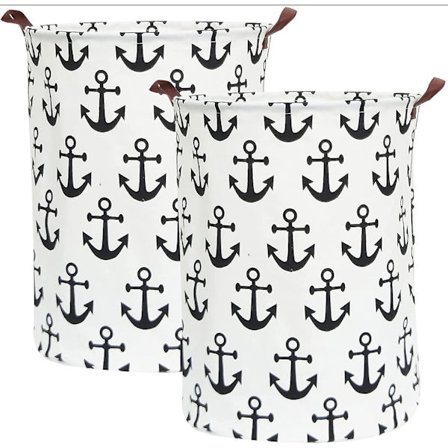 Vasketøjskurv Sæt Med 2 Sammenklappelige Vasketøjskurve, Vasketøjskurv i Lærredsstof, Beskidt Vasketøjskurv Med Håndtag Til Hjemmet, Kontoret, 