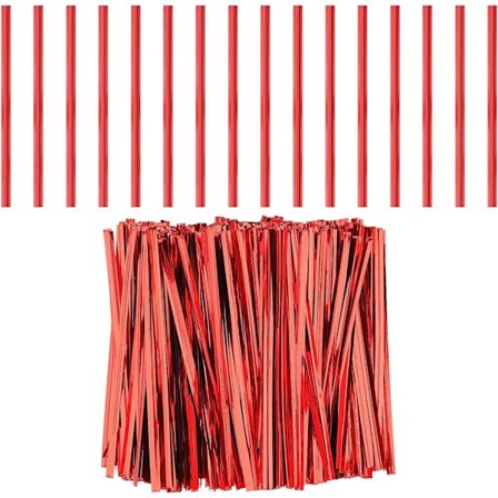 800 stk. 10 cm metalliske twist ties, twist ties til kaffeposer slikposer snacks kager festartikler (rød) dekoration Ch