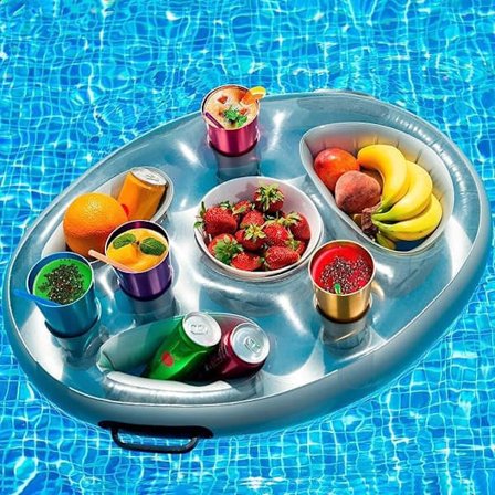 Oppblåsbar drikkeholder for basseng og badekar – Flytende matbrett, perfekt for sommerens bassengtilbehør_TF_TF
