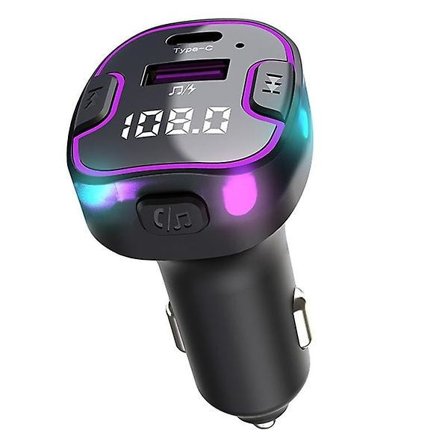 Bil Bluetooth 5.3 Fm-sändare Typ-c 15w&usb 15w Port Billaddare Snabbladdning Handsfree-samtal Trådlös Bluetooth-adapter