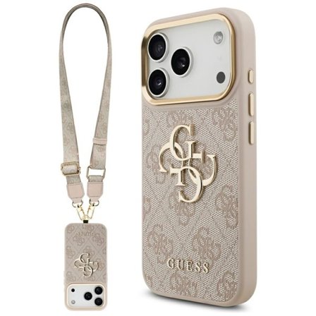 Guess 4G Big 4G Classic Logo Big Strap Metal Buttons Fodral för iPhone 17 Pro - Rosa