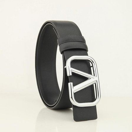 Nytt bälte V-format bälte Dubbelsidigt bälte Färg Modegördel Klassiskt mångsidigt unisex modeläder (1 st) black silver