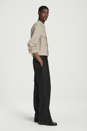 COS Men's Pantaloni Elasticizzati A Gamba Dritta In Lino in Nero
