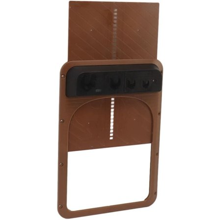 Automatisk hönshusdörr i plast, batteridriven ljusdetektering, automatisk hönsdörr för gård, mörkbrun