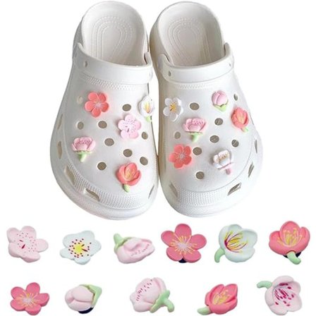 Crocs Charms - Coquette Bows Blomst Rosa Croc Charms Sett, Blomst Sko Dekor