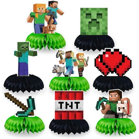 Hunajakennokoristeet Minecraft-pelin teemalla juhliin, pallo syntymäpäiväjuhliin