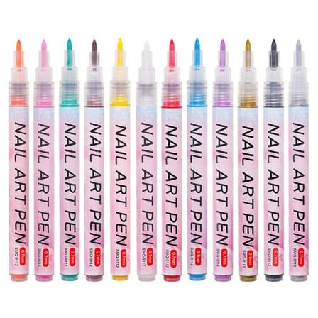 12 st Nail Art Målade Pennor Diy Nail Art Pennor Nagellack Pennor Nail Point Graffiti Pennor(13.5x1.1cm,Assorterad Färg)