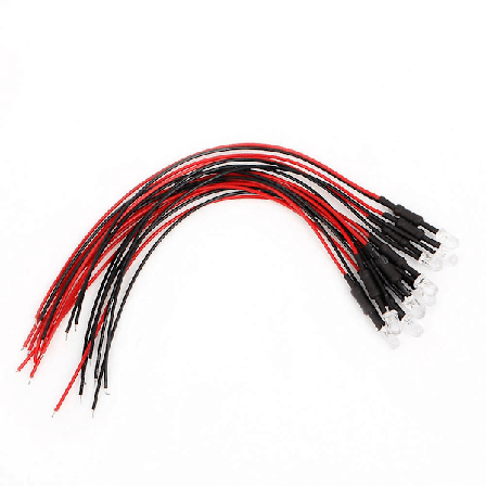 10 stk. DC 24V 18cm 5mm præ-kablede LED lysdioder Rød 18cm Rød