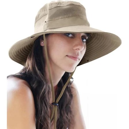 Fishing Hat UPF 50+ Wide Brim Sun Hat for Men and Women, Men's Bucket Hat with UV Protection for Hiking Beach Hats (Khaki)