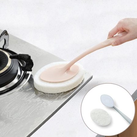 2 lange håndtagssvampe skrubbere til badeværelse, vægrengøring,