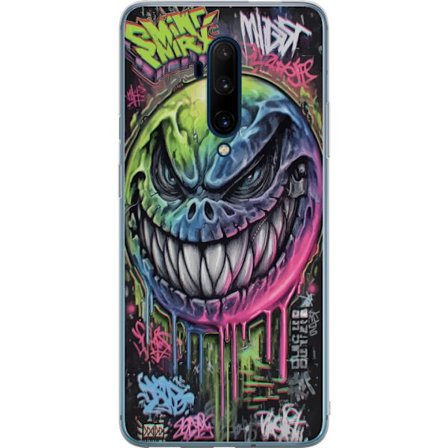 Yhteensopiva Puhelinkuori OnePlus 7T Pro Värikäs graffitipiirros pahansuipasti hymyilevästä hirviökasvoista, jossa valuvat neonvärit