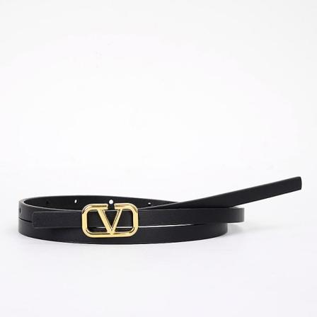 Bokstav V-bälte Metall Bältesnål Spänne Unisex 104cm Unisex, Svart