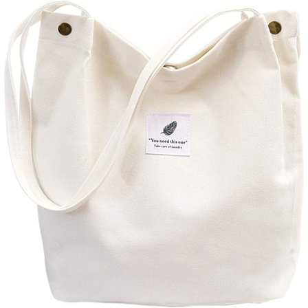 Vit Tote Bag Canvas Tote Bag Kvinna Mjuk Axelväska för