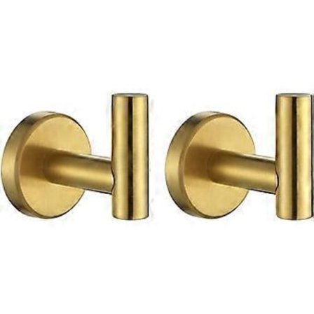 Kylpyhuoneen pyyhekoukku harjattu kulta, messinki takki vaatteiden koukku kylpyhuoneeseen keittiöön autotalliin seinälle asennettava (2 kpl pakkaus), 