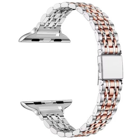 Apple Watch Series 49mm - 45mm - 44mm - 42mm Metallarmband - Silver / Roséguld